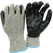 NMSAFETY coquille en nitrile noir avec des gants de doublure coupés